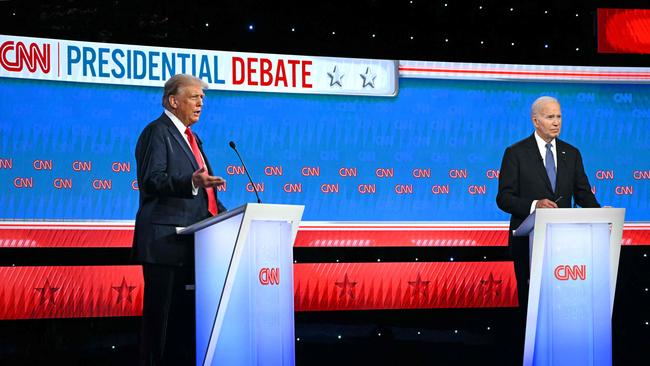 US President Joe Biden and Mr Trump at the first presidential debate in June. Picture: AFP