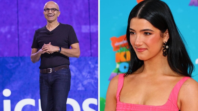 TikTok star Charli D'Amelio and Microsoft CEO Satya Nadella. Picture: Getty Images