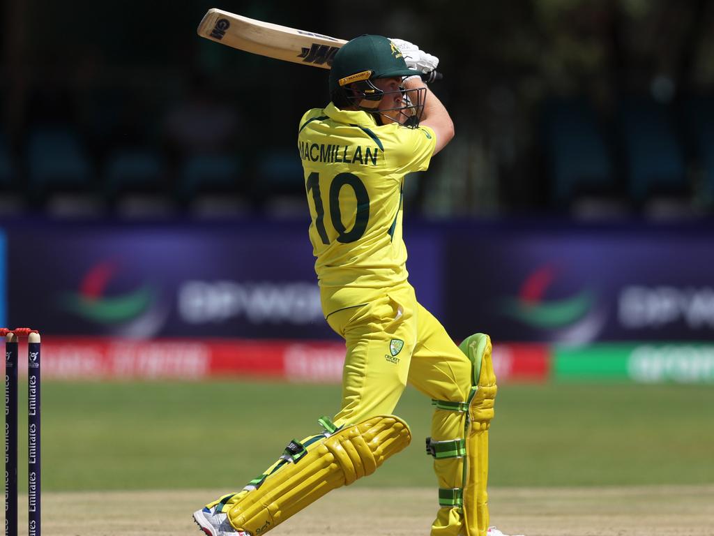 Raf Macmillan led Australia to the semi-final win in a final wicket partnership with Callum Vidler. Picture: Matthew Lewis-ICC/ICC via Getty Images