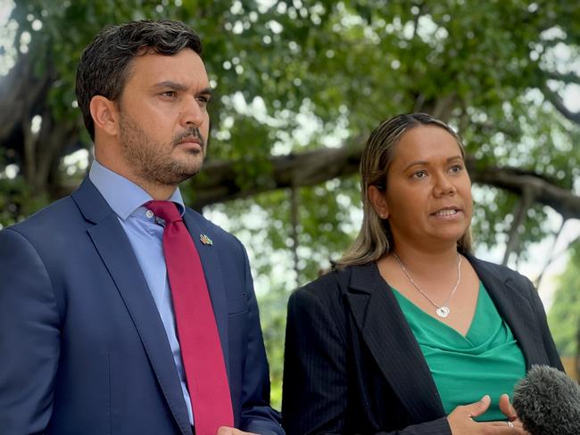 NT Deputy Opposition Leader Dheran Young and Opposition Leader Selena Uibo called on the government not to scrap the minimum alcohol floor price. Picture: Fia Walsh.