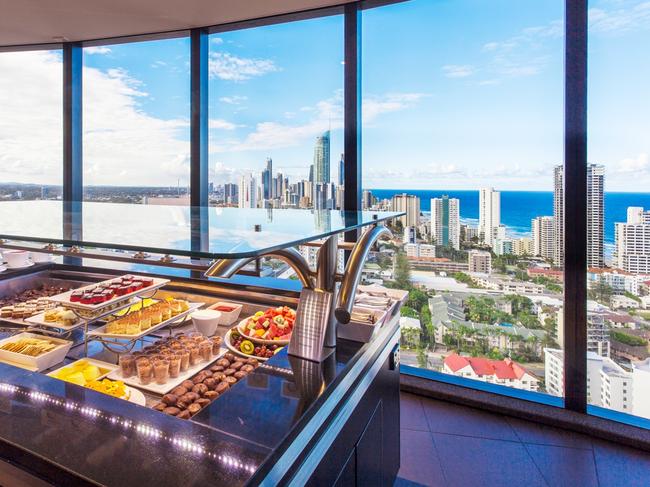 Have an All-You-Can-Eat seafood buffet at Four Winds 360° Revolving Restaurant on the Gold Coast (above) by purchasing a deal on Groupon.