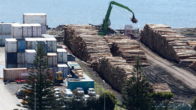 The log yard on the Burnie docks.