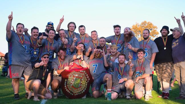 North Eagles Lacrosse Club celebrates its historic premiership. Picture: The Eagles Lacrosse Club