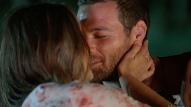 Caity and Bert kissed on their first date. Photo: Seven