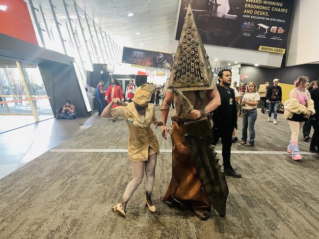 The PAX Aus Convention at the Melbourne Convention and Exhibition Centre (MCEC) on Saturday, October 12, 2024: Claudia Silvar and Lt Smash. Picture: Jack Colantuono