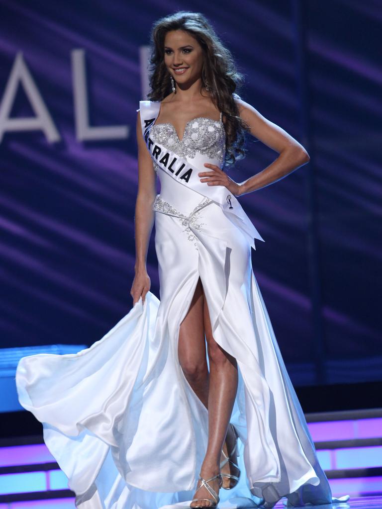 Miss Australia Rachael Finch walks the runway in the evening gown segment of the 2009 Miss Universe Preliminary Competition, at Atlantis, Paradise Island, Bahamas. (AP Photo/Tim Allen)