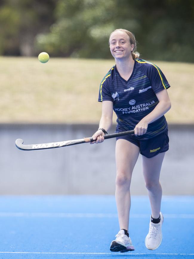 Maddi Brooks will make her Hockeyroos debut on Tuesday night in her home state. Picture: Chris Kidd