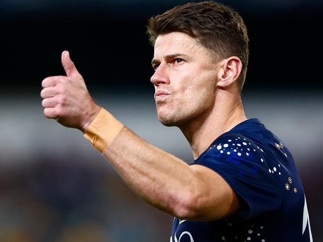 BRISBANE, AUSTRALIA - MAY 04: Dayne Zorko of the Lions is seen during the 2025 AFL Round 08 match between the Brisbane Lions and the Gold Coast Suns at The Gabba on May 4, 2025 in Brisbane, Australia. (Photo by Russell Freeman/AFL Photos via Getty Images)