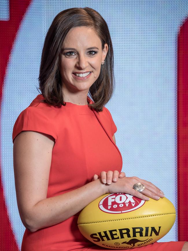 Fox footy reporter and presenter Neroli Meadows. Picture: Jake Nowakowski