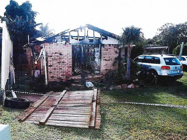 The alleged victim’s gutted house in Myles Court, Boronia Heights. Picture: Greg Stolz