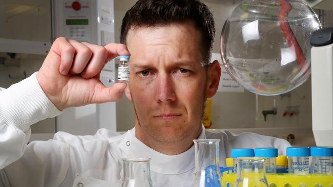 Associate Professor Keith Chappell, inventor of UQ’s molecular clamp technology. Phase one trial results show the vaccine generated an immune response in 99 per cent of patients it was tested on. Picture: Liam Kidston