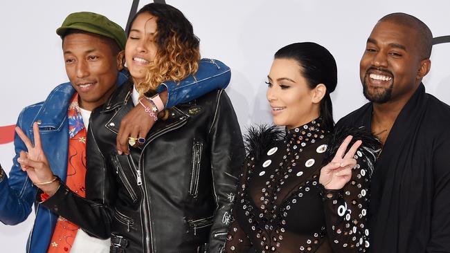 Pharrell Williams, Helen Lasichanh, Kim Kardashian and Kanye West at the 2015 CFDA Fashion Awards.