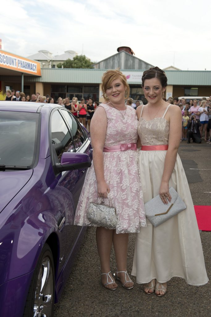 Molly Patterson (left) and Grace Erley make their entrance. Picture: Kevin Farmer