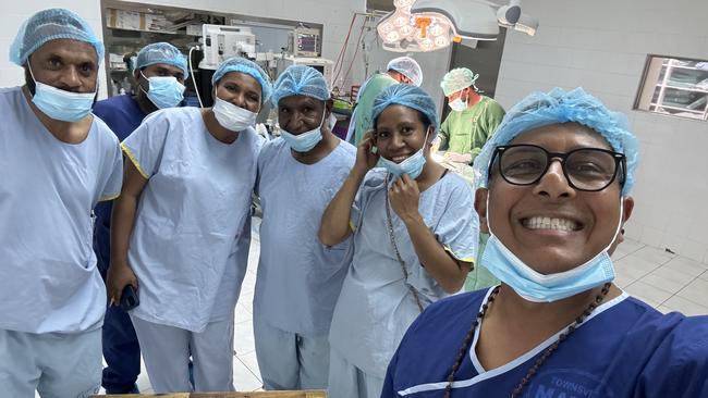 Professor Ajay Rane with staff at the Port Moresby Hospital. Picture: Supplied