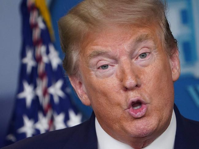 US President Donald Trump speaks during the daily briefing on the novel coronavirus, COVID-19, in the Brady Briefing Room of the White House in Washington, DC on April 20, 2020. (Photo by MANDEL NGAN / AFP)