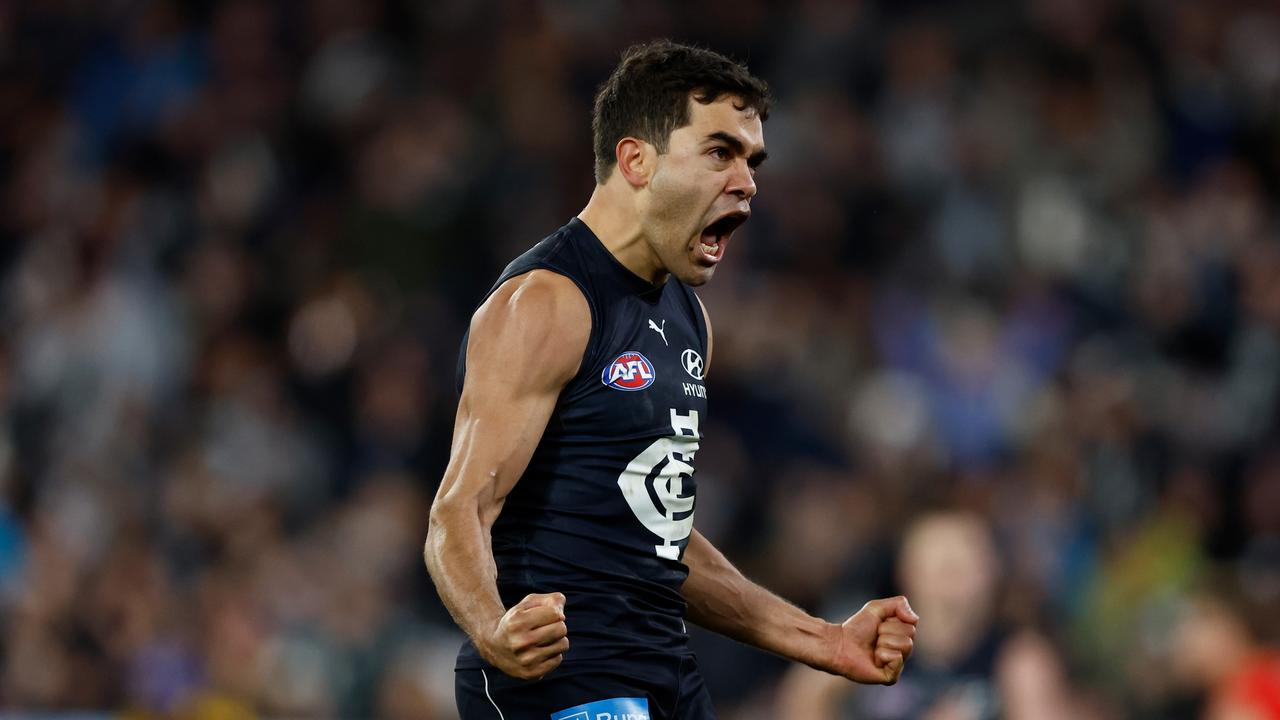 Jack Martin couldn’t seem to get on the park for the Blues. Photo by Michael Willson/AFL Photos via Getty Images.