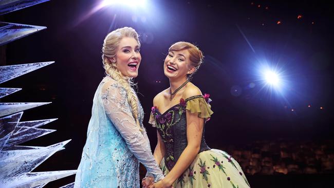 Jemma Rix as Elsa and Courtney Monsma as Anna in Frozen The Musical, coming to Brisbane in February. Picture: Tim Hunter