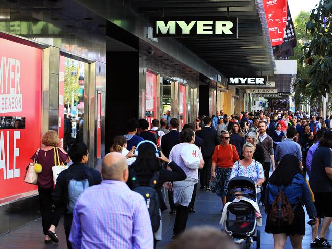 There’s still plenty of people ready to shop at Myer. The retailer just needs to give them what they’re after. Picture: Aaron Francis/The Australian