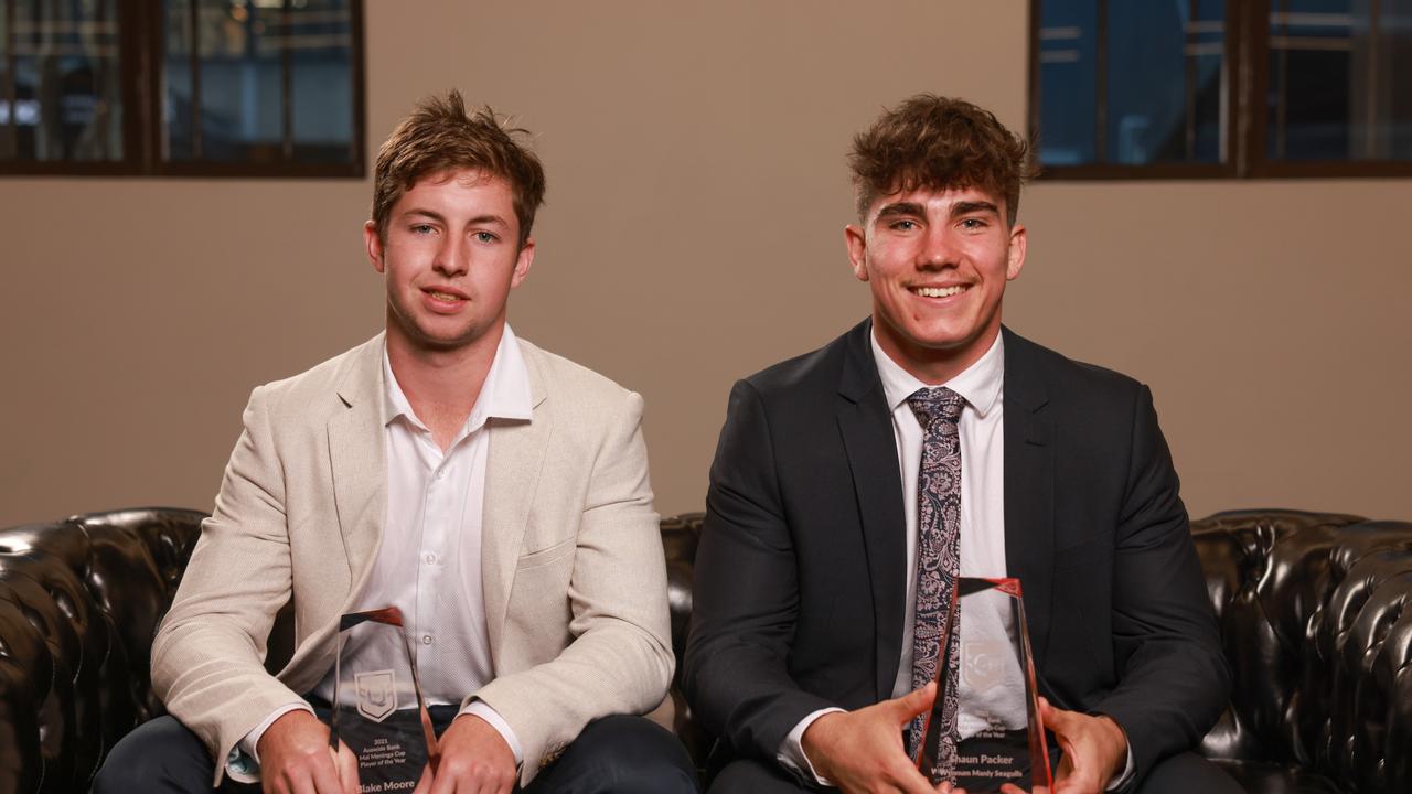 Blake Moore (left) and Shaun Packer were awarded the QRL Mal Meninga Cup Players of the Year. Photo: Peter Wallis/QRL