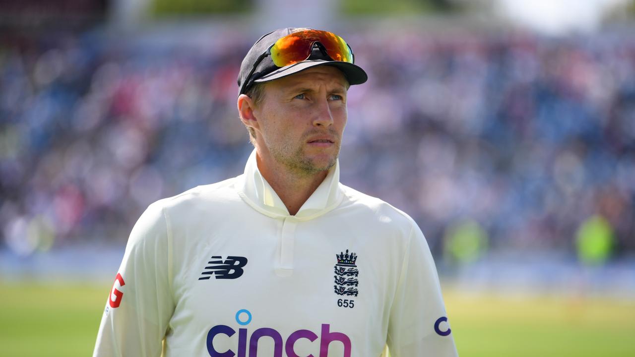 LEEDS, ENGLAND - AUGUST 28: England captain Joe Root after his team win the Third LV= Insurance Test Match between England and India at Emerald Headingley Stadium on August 28, 2021 in Leeds, England. (Photo by Gareth Copley/Getty Images)