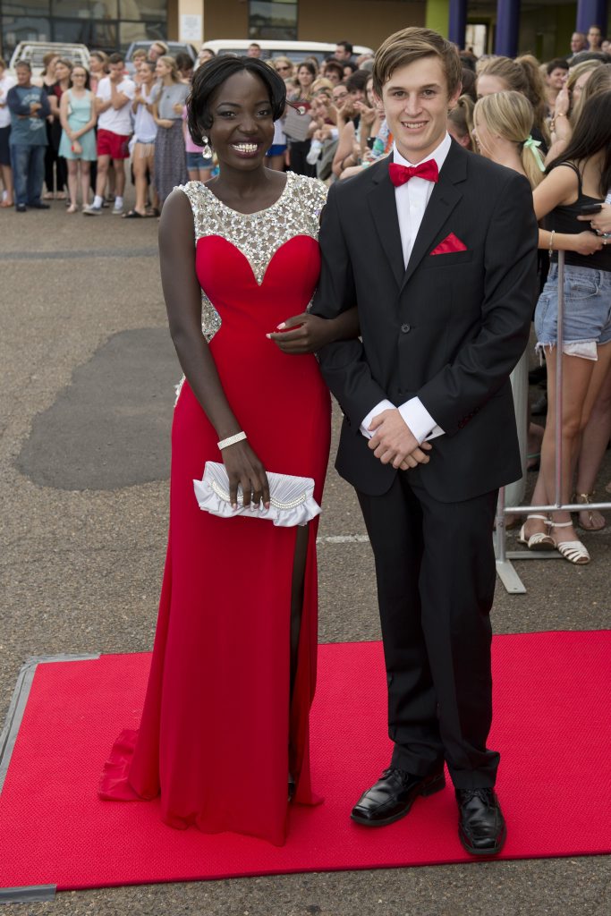 Matching in red are Ayen Mareng and Ben Pierpoint. Picture: Kevin Farmer