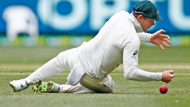 Steve Smith drops a catch from Alastair Cook. Picture: Getty Images.