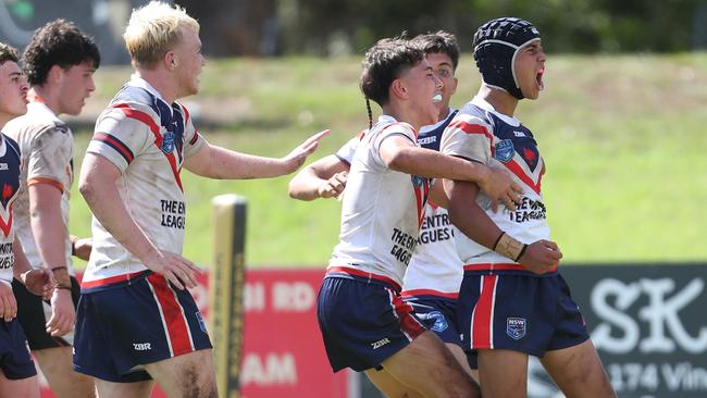 Jack Dean-Potaka celebrating a try in the Andrew Johns Cup grand final. Picture: Sue Graham