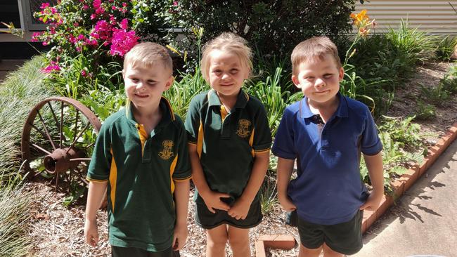 Cecil Plains State School, Preps 2022. (L-R) Brax, Haylee, Declan. Picture: contributed.