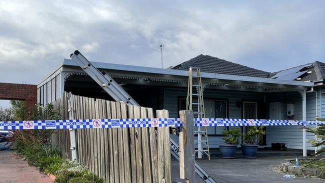 The house on Ivanhoe Ave where a 36-year-old St Albans man spent more than 13 hours on the roof after allegedly stealing a motorcycle. Picture: Liam Beatty.