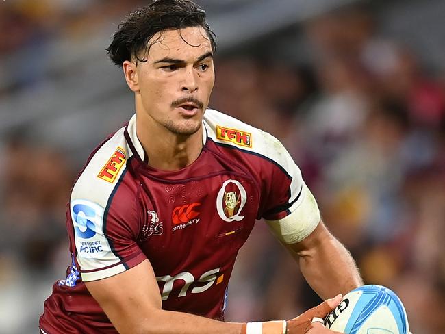 BRISBANE, AUSTRALIA - MARCH 30: Jordan Petaia of the Reds in action during the round six Super Rugby Pacific match between Queensland Reds and ACT Brumbies at Suncorp Stadium, on March 30, 2024, in Brisbane, Australia. (Photo by Albert Perez/Getty Images)