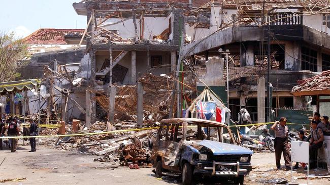 The ruins of the Sari Club in Kuta, October 16, 2002.