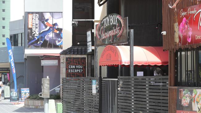 Streetscape in front of Toybox Gentlemens Club on Surfers Boulevarde Surfers Paradise. Picture Glenn Hampson