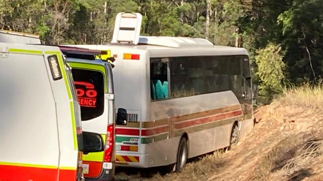 The scene of a fatal crash involving a school us and Ute at Wolvi on Tuesday afternoon. Photos: Scott Kovacevic