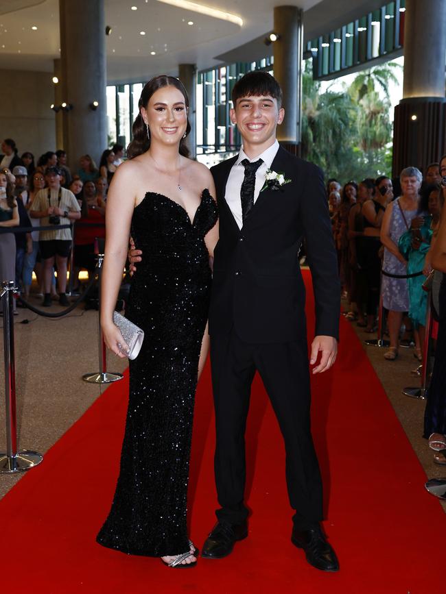 Bridgette Mitchell and Jai Turner arrive at the Trinity Bay High School formal evening, held at the Cairns Convention Centre. Picture: Brendan Radke