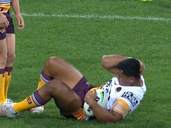 Tevita Pangai Jr. got a penalty after appealing for a crusher tackle.