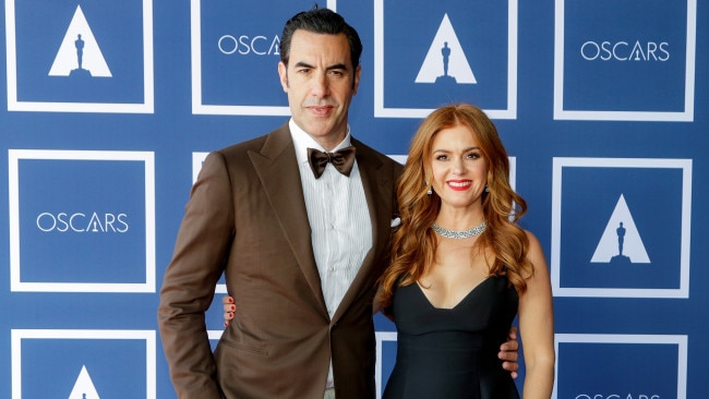 Sacha Baron Cohen and Isla Fisher attend a screening of the Oscars on Monday, April 26, 2021 in Sydney, Australia. Picture: Getty Images