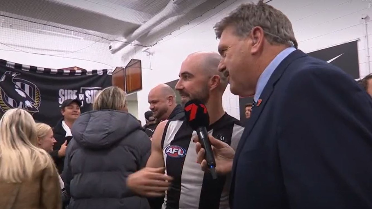 Brian Taylor chats with Steele Sidebottom. Picture: Channel 7