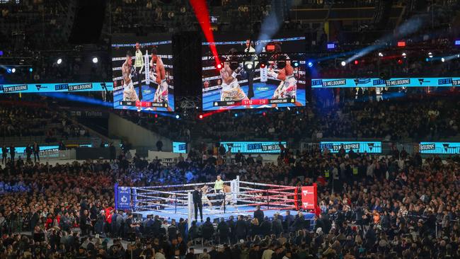 Over 40,000 fans attended the George Kambosis Jr v Devin Haney fight at Marvel Stadium. Picture: Ian Currie