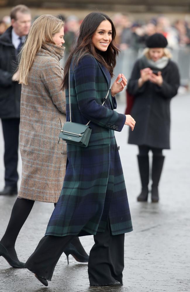 Meghan Markle arrives at Edinburgh Castle with Prince Harry on February 13, 2018.