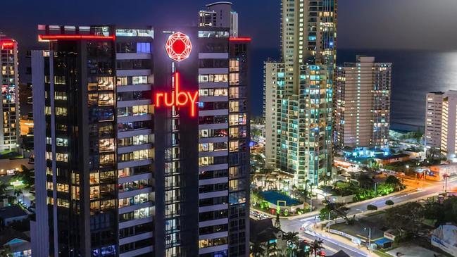 The Ruby Tower in Surfers Paradise, built by the failed Ralan Group. Picture: Quentin Tod