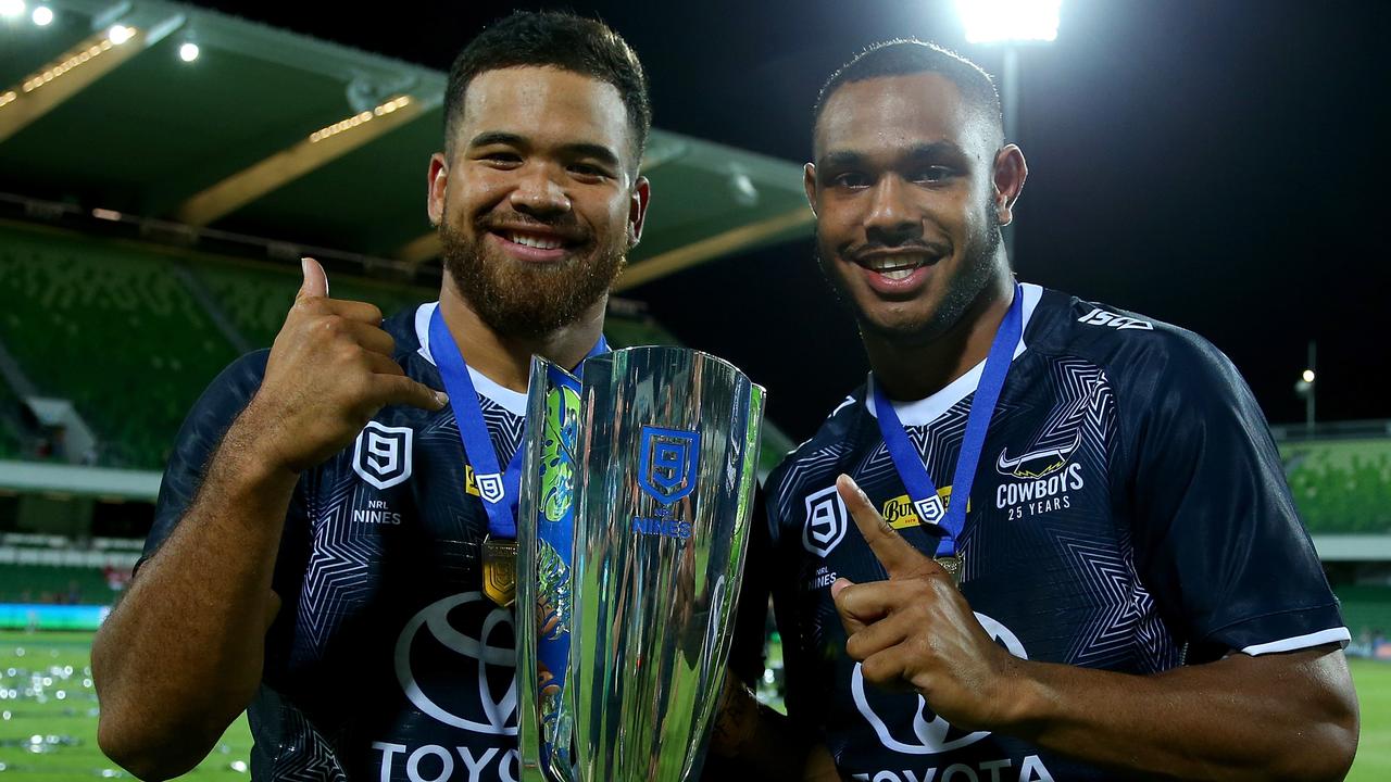 Esan Marsters and boom Cowboys recruit Hamiso Tabuai-Fidow.