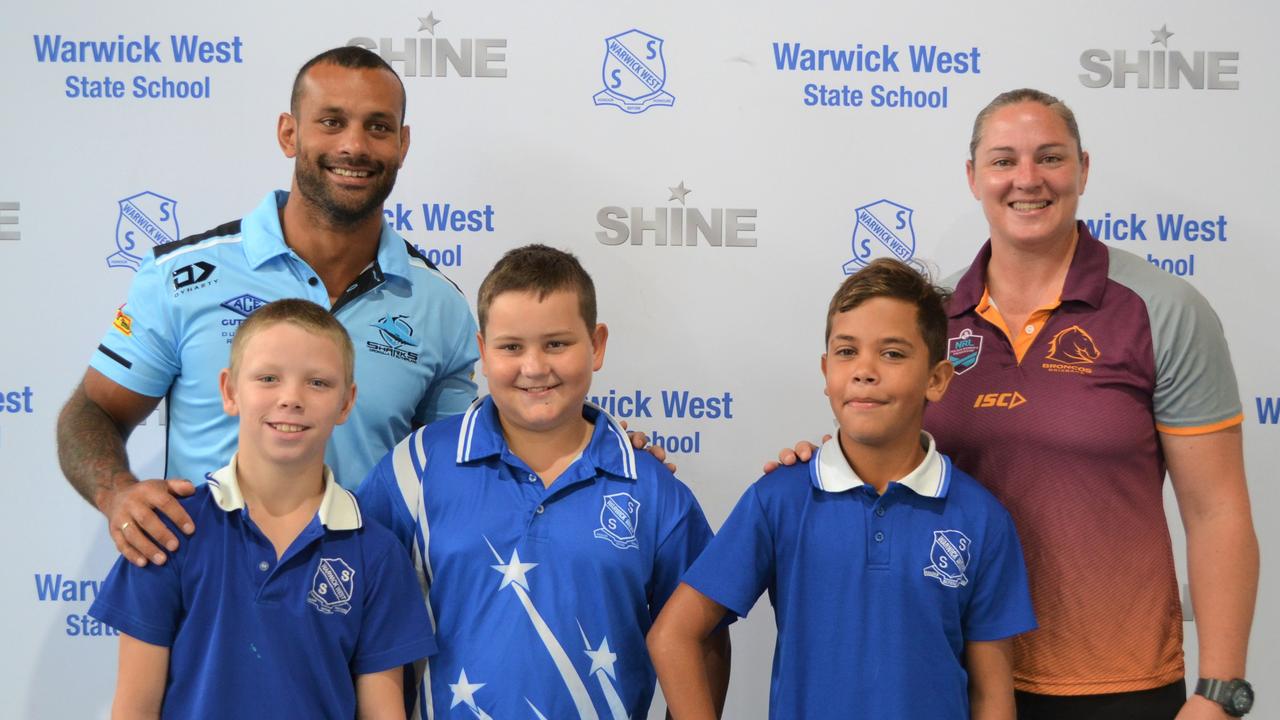 Jayson Bukuya and Steph Hancock with Kuda Ackland, Cooper Newley and Malachi Hickling.