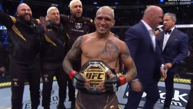 Charles Oliveira submitted Dustin Poirier to retain his belt. Picture: Main Event