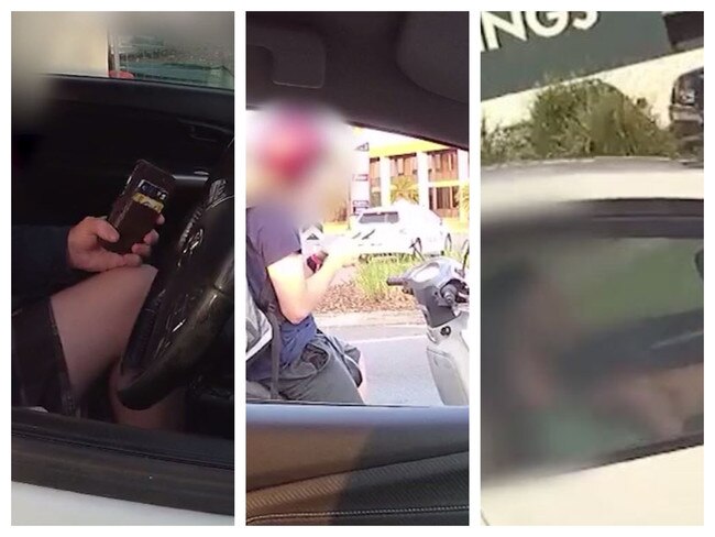 Police video footage of motorists caught using their mobile phones while driving. Picture: Supplied