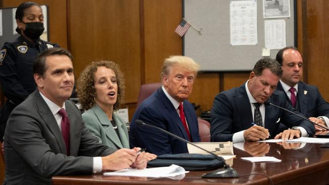 Former US president Donald Trump appears in court at the Manhattan Criminal Court in New York. Picture: AFP