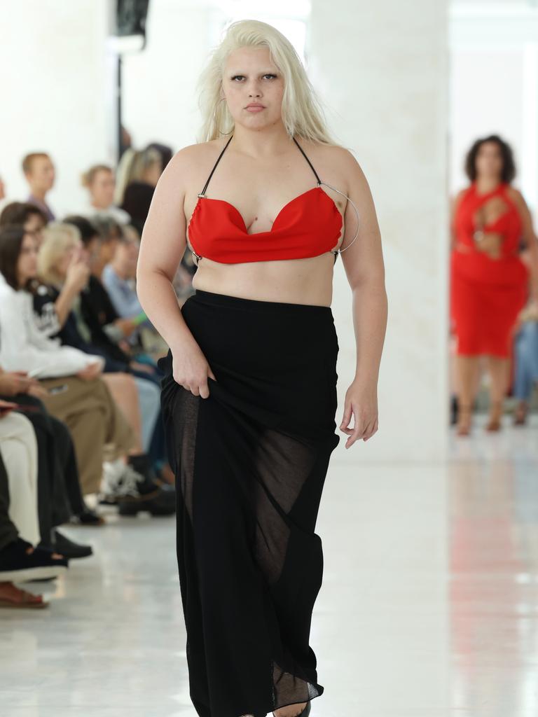 A model walks the runway at the Karoline Vitto fashion show during Milan Fashion Week. Picture: Vittorio Zunino Celotto/Getty Images