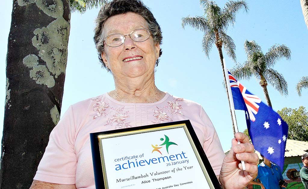 Murwillumbah Volunteer of the Year, Meals on Wheels stalwart Alice Thompson. . Picture: Blainey Woodham