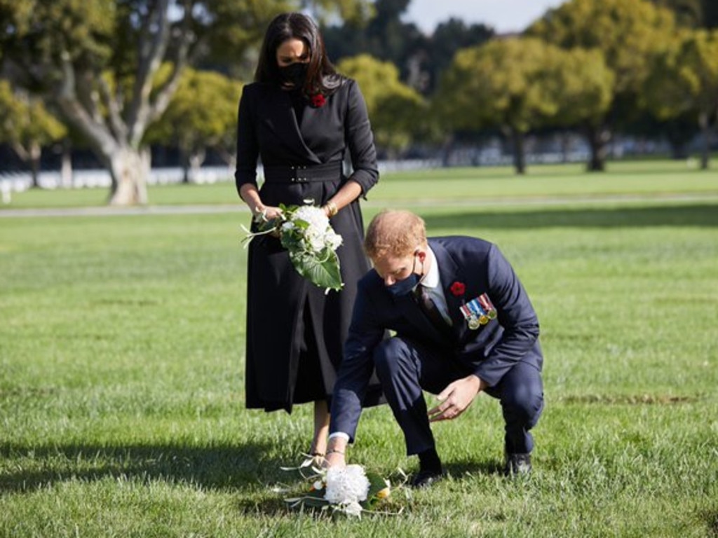 Prince Harry and Meghan had their own private Remembrance Day event. Picture: Lee Morgan.