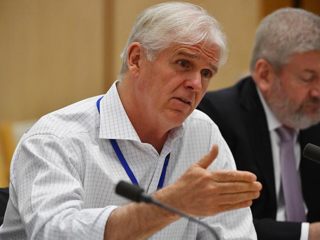 NBN CEO Bill Morrow at a Senate Estimates hearing at Parliament House. Picture: AAP