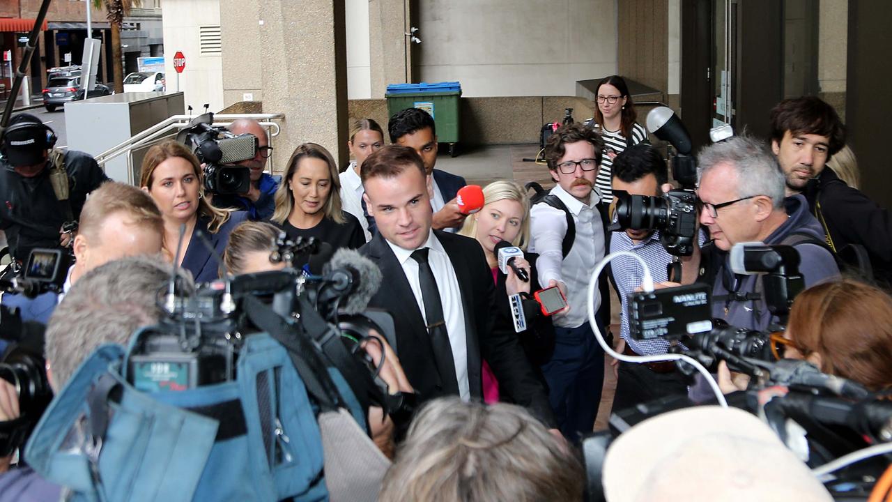 Former Spotlight producer Taylor Auerbach is seen arriving at the Federal Court of Australia to give evidence in the Bruce Lehrmann defamation trial today. Picture: Matrixnews